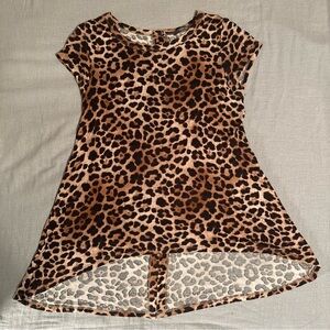 🐆 Chetta B Leopard Print High-Low Tunic Top – Brown/Black – Size S – Made in USA